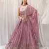 Vardan Lavender Sequin Work Designer Georgette Lehenga