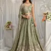 Vardan Lime Green Sequin Work Designer Georgette Lehenga
