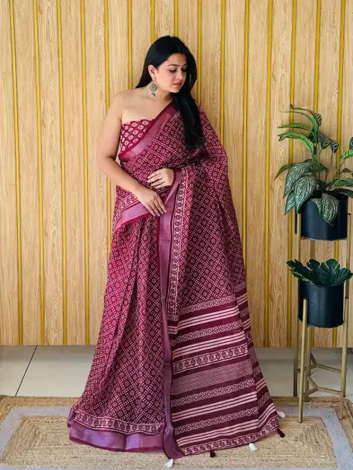 Vardan Premium Soft Linen Saree Cotton Print Saree Catalog - Image 6