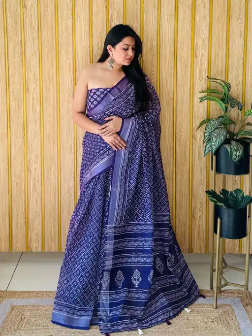 Vardan Premium Soft Linen Saree Cotton Print Saree Catalog - Image 7