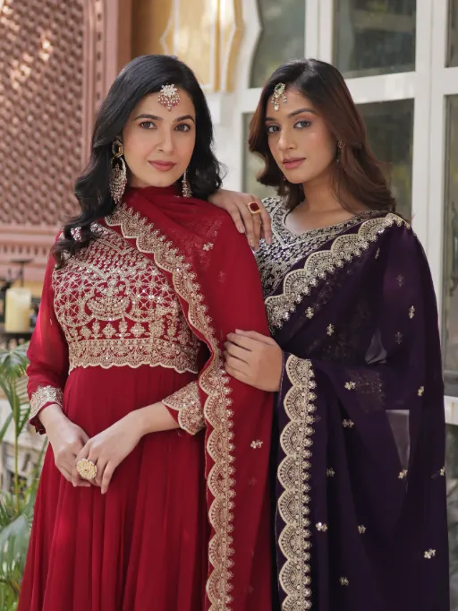 Vardan Premium Zari Sequins Work Designer Readymade Gown Collection