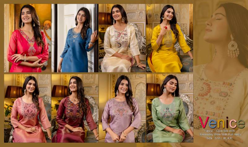 Vardan Vredevogel Venice Silk Readymade Kurti Wholesale Catalog — Wholesale Kurtis, Vardan wholesale from Surat — view 9