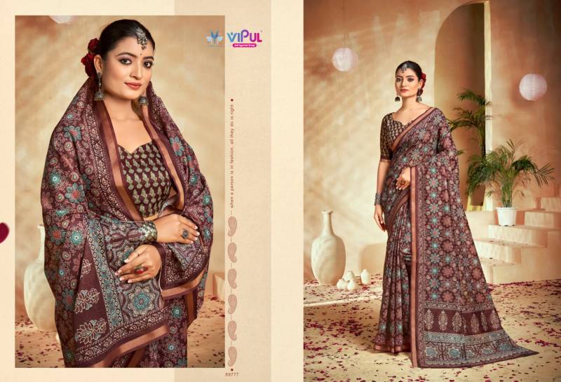 Vipul Amrapali Vol 3 Cotton Fancy Printed Saree Wholesale Catalog - Image 6