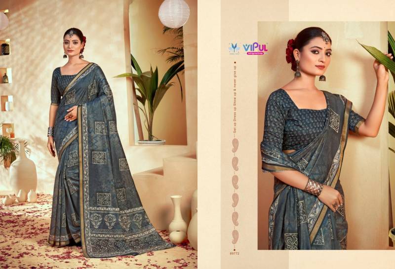 Vipul Amrapali Vol 3 Cotton Fancy Printed Saree Wholesale Catalog - Image 12
