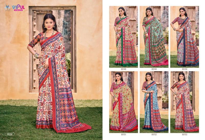 Vipul Carnival Soft Silk Fancy Printed Saree Wholesale Collection - Image 6