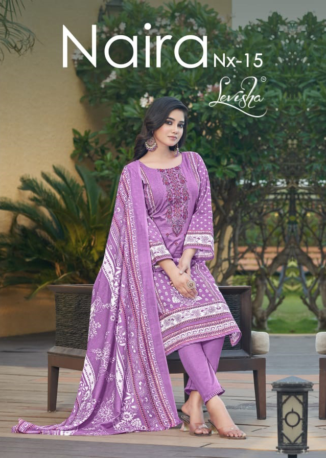 Levisha Naira Nx Vol-15 Pakistani Style Cotton Set Fancy Suit Wholesale Catalog