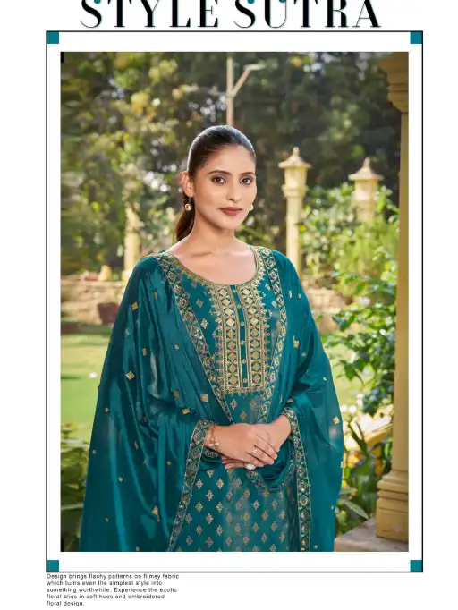 Banwery Mannat Roman Viscose Embroidered Readymade Salwar Suit Collection - Image 13