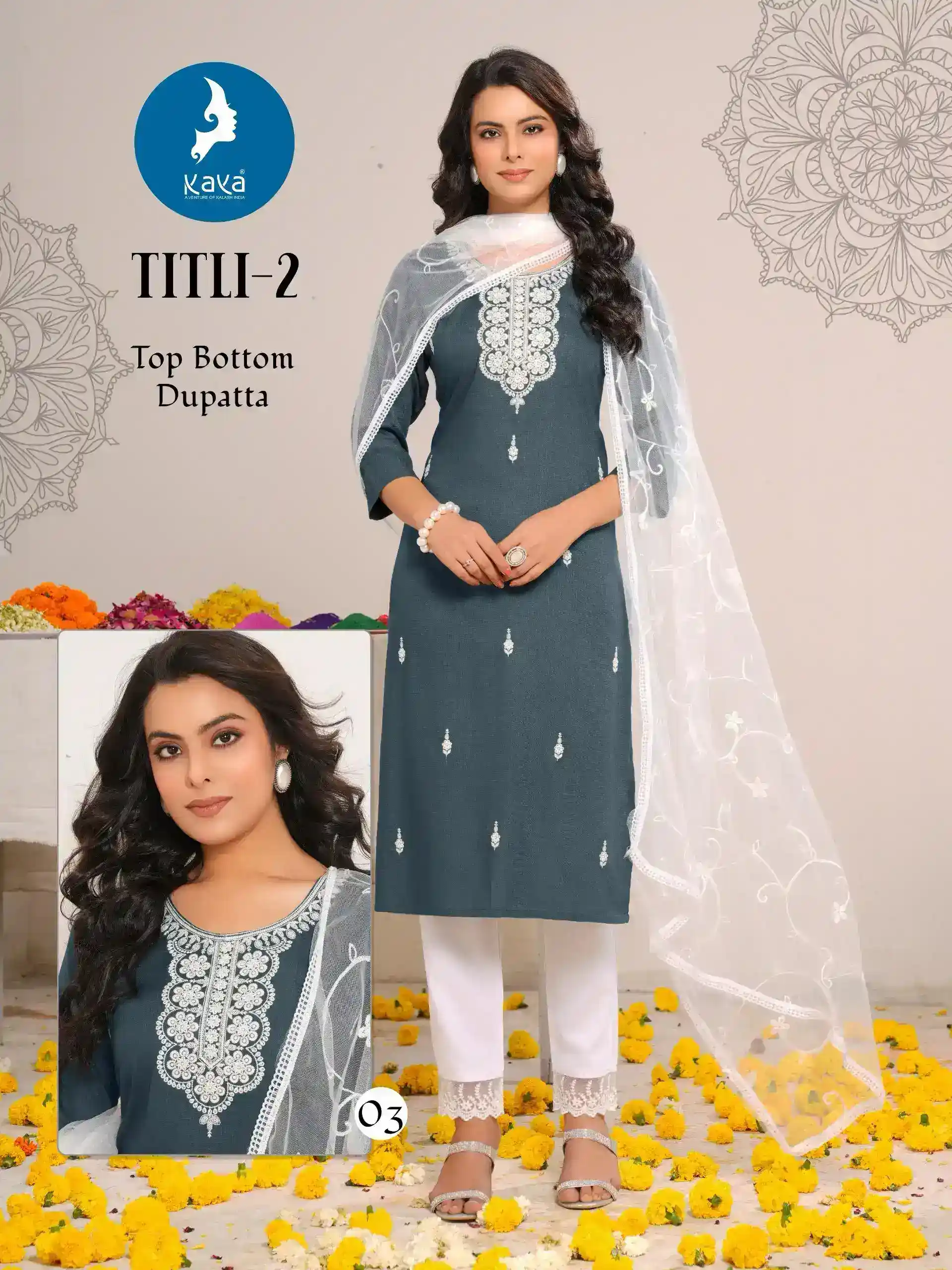 Kaya Kurti Titli-2 3 Piece Rayon Slub Kurti Wholesale Collection - Image 4