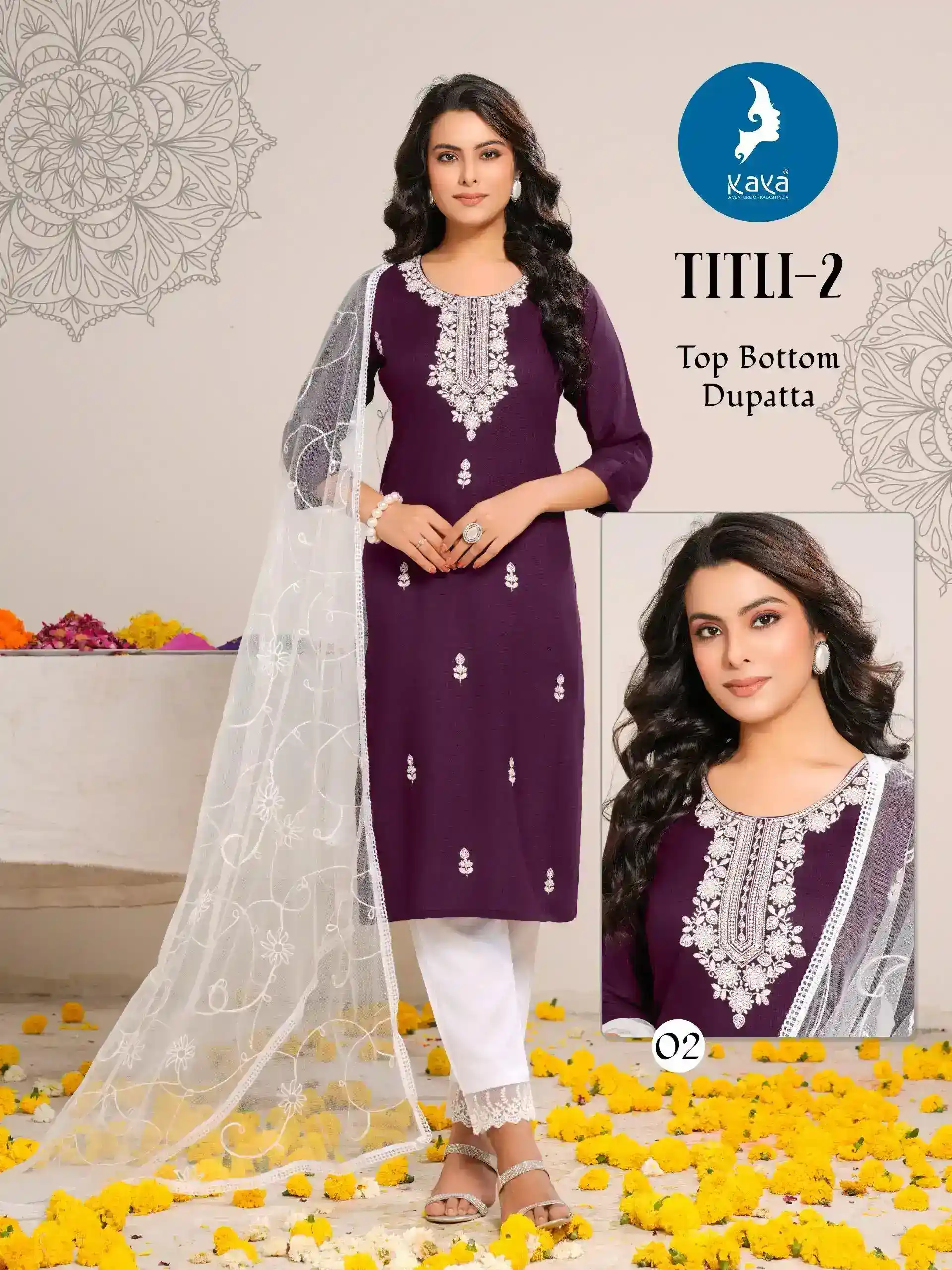Kaya Kurti Titli-2 3 Piece Rayon Slub Kurti Wholesale Collection - Image 5