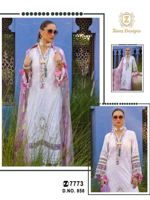 Ziaaz Designs Code 858 & 854 Semi-Stitched Pakistani Salwar Suit Collection