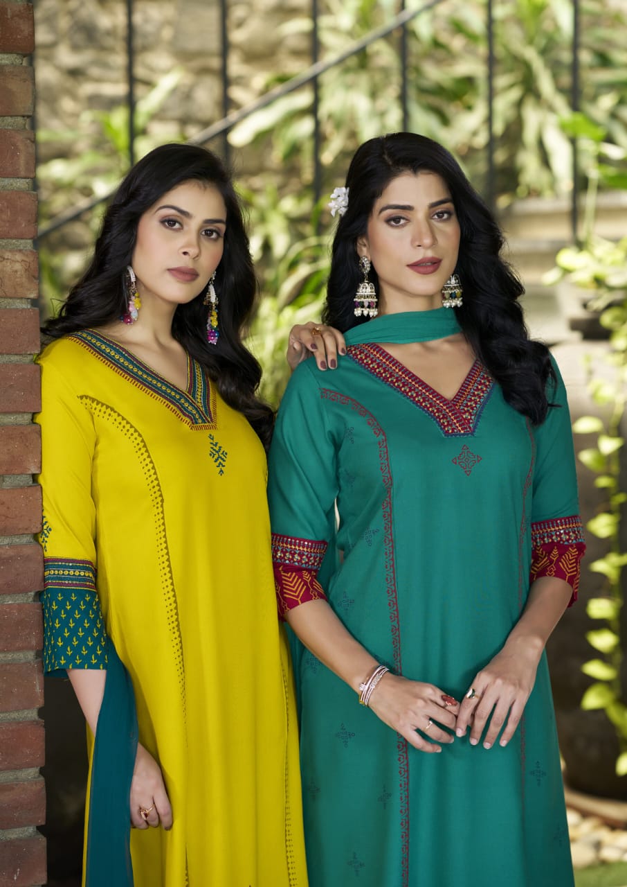 Woodee Tamanna Rayon Wholesale Readymade Kurti Plazzo Set with Dupatta - Image 7