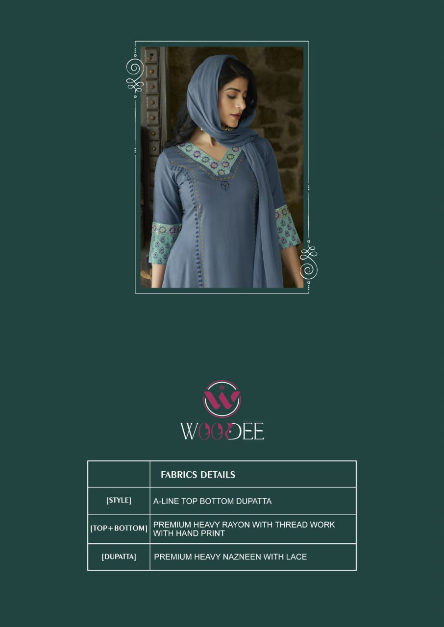 Woodee Tamanna Rayon Wholesale Readymade Kurti Plazzo Set with Dupatta - Image 8