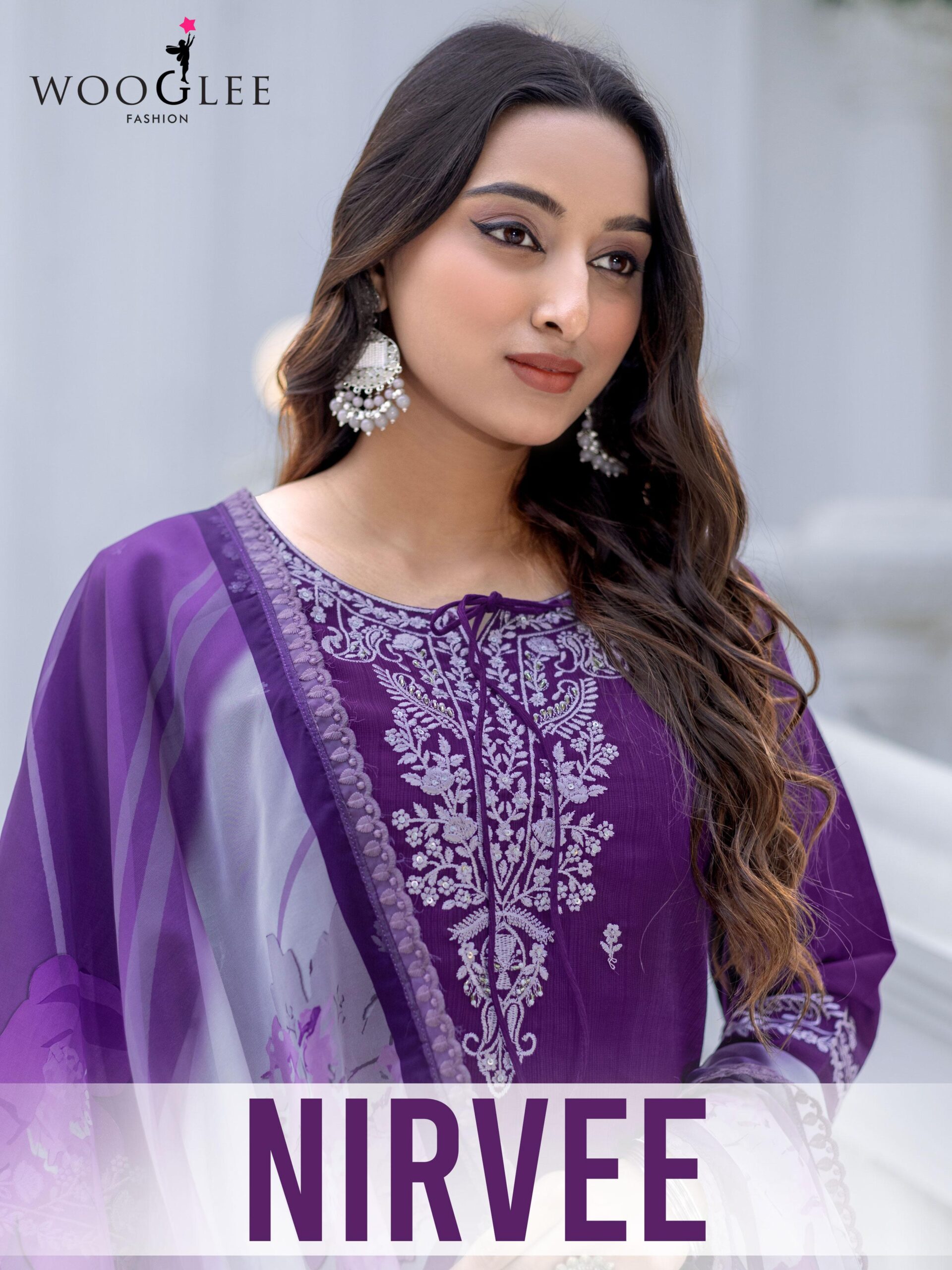 Wooglee Nirvee Modal Embroidery Suit Organza Wholesale Collection