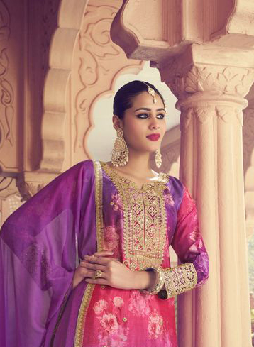 Zubeda Nayab Chinon Silk Stitched Embroidery Salwar Suits Readymade Wholesale Collection