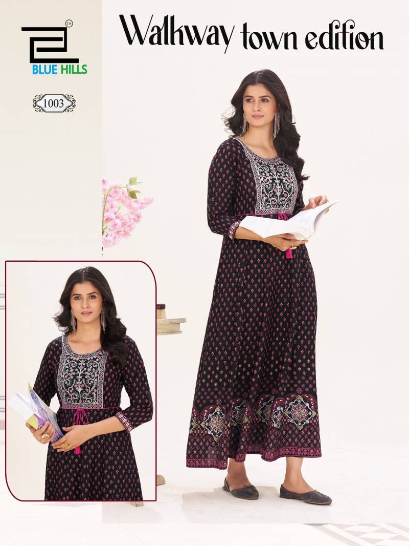 Blue Hills Walkway Town Edition Rayon Anarkali Kurti Collection