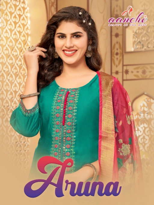 Aanchi Aruna  Premium Roman Silk 3-Piece Suit Set Wholesale
