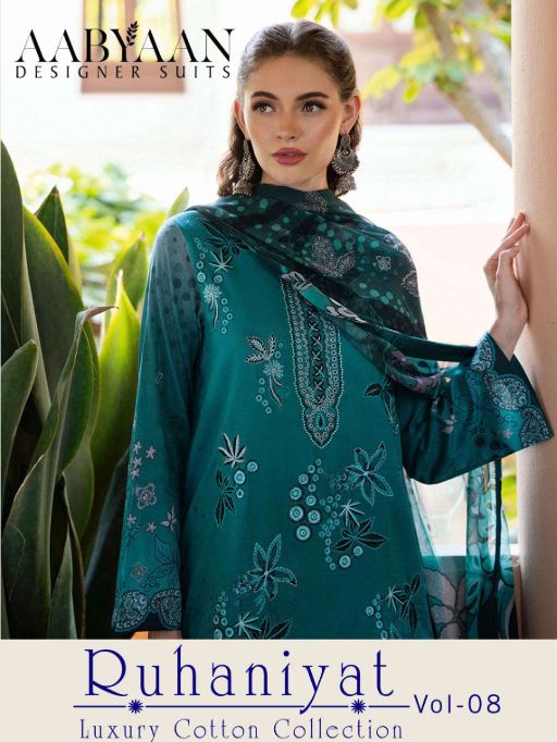 Aabyaan Designer Ruhaniyat Vol 8 Wholesale Cotton Salwar Suit Collection 