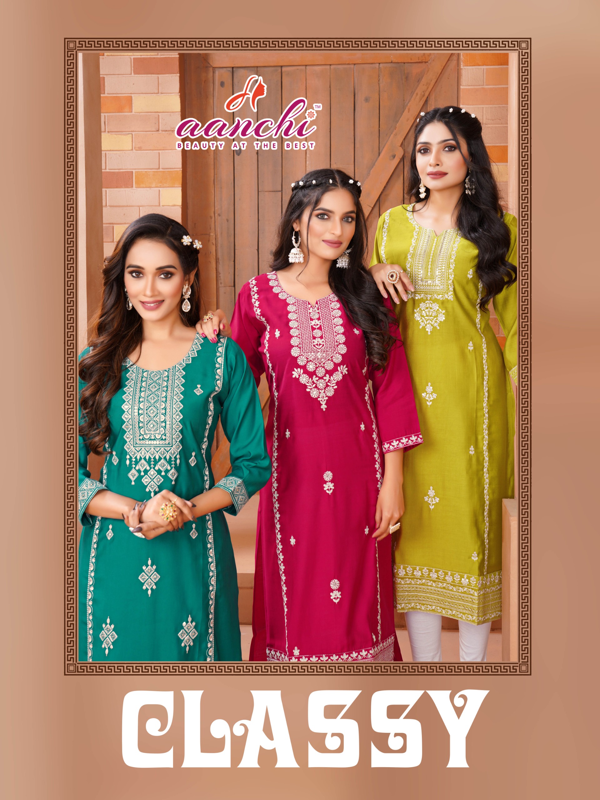 Aanchi Classy Roman Silk Wholesale Kurti With Bottom Catalog