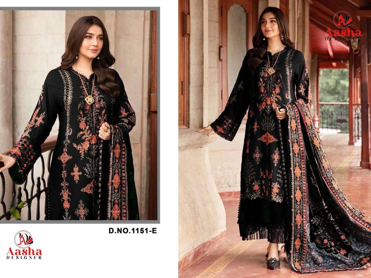 Aasha Designer 1151 Heavy Embroidered Rayon Pakistani Suit Catalog - Image 6