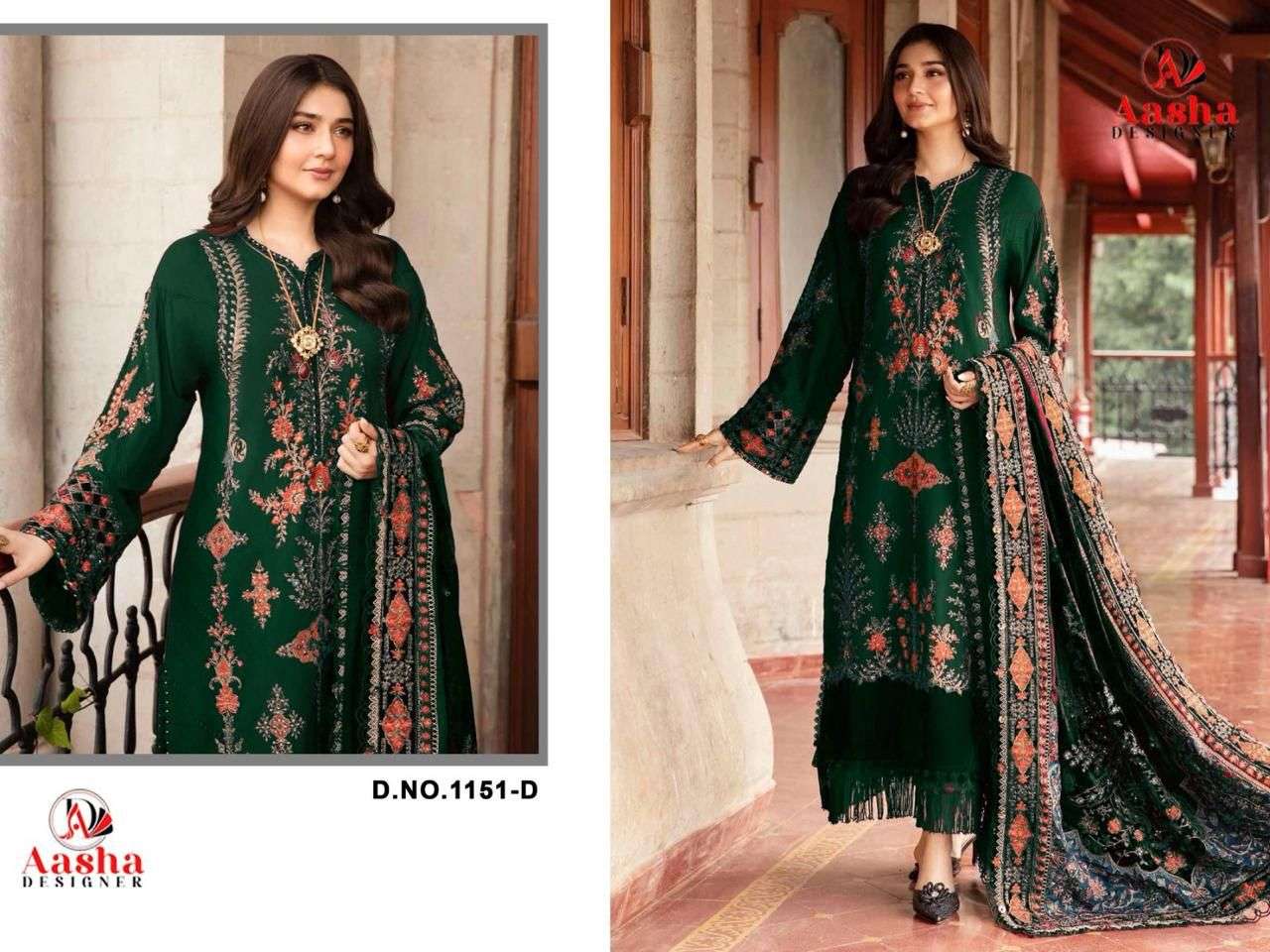Aasha Designer 1151 Heavy Embroidered Rayon Pakistani Suit Catalog - Image 4