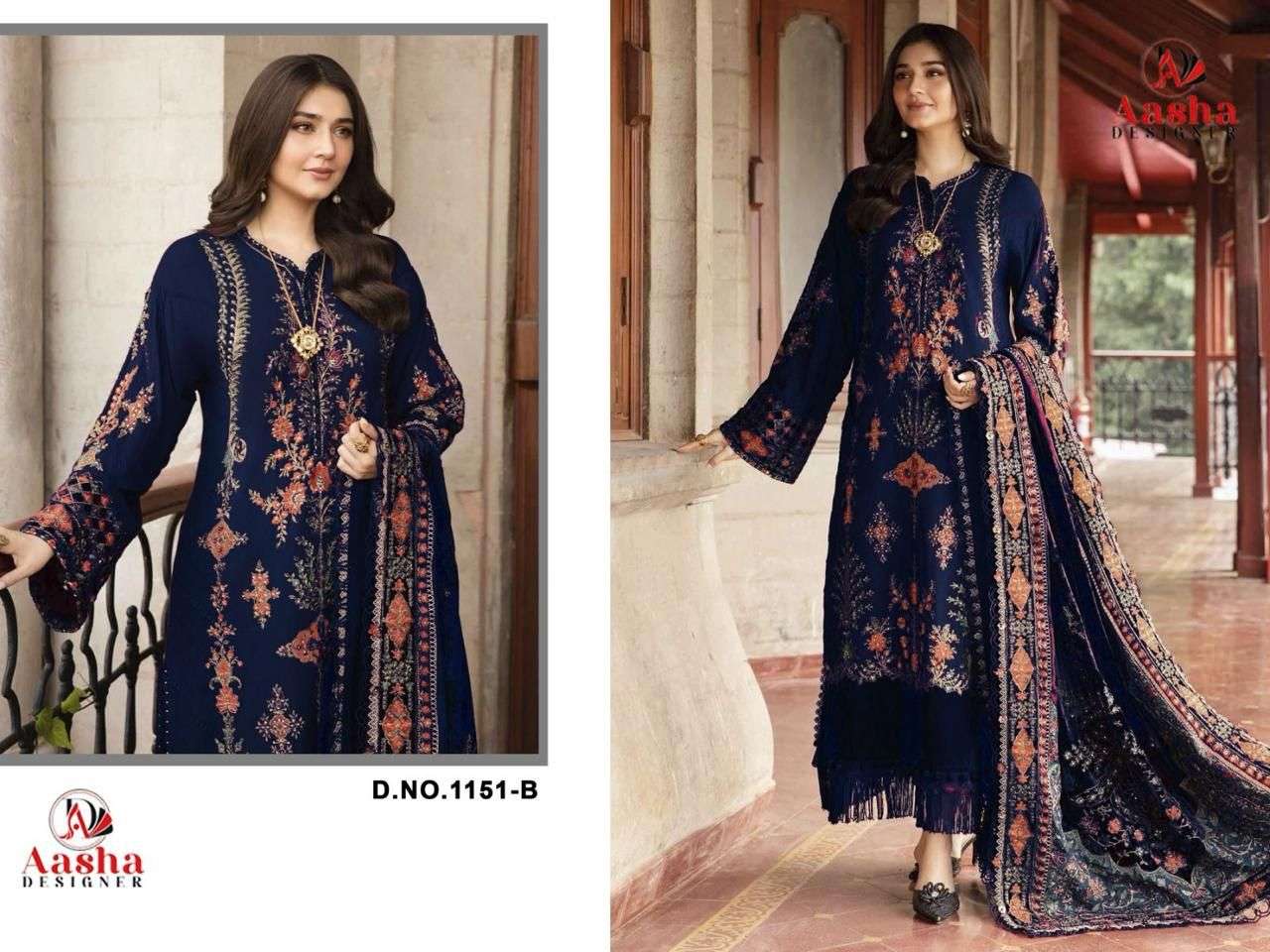 Aasha Designer 1151 Heavy Embroidered Rayon Pakistani Suit Catalog - Image 2