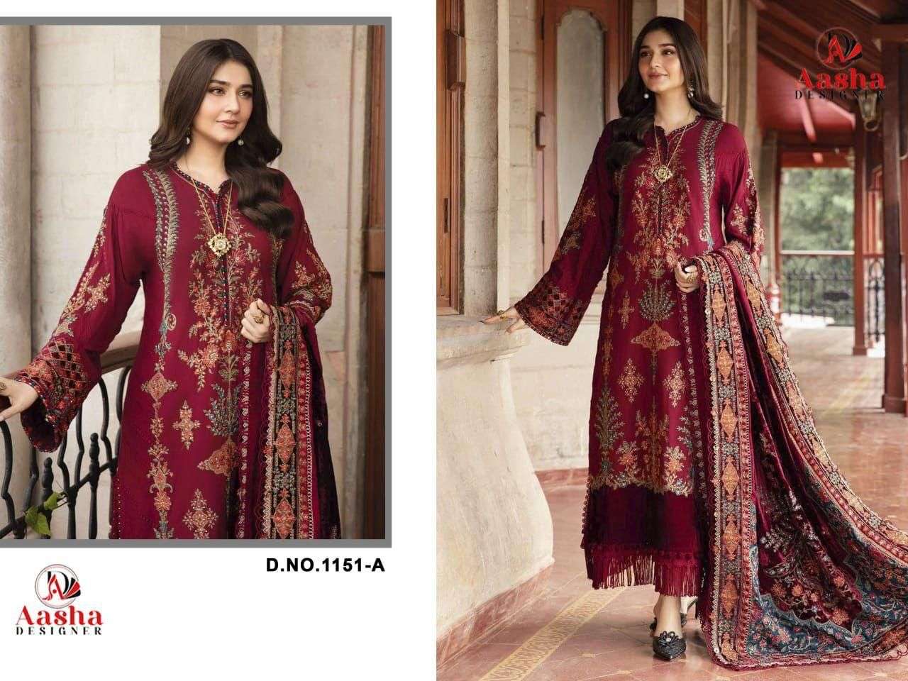 Aasha Designer 1151 Heavy Embroidered Rayon Pakistani Suit Catalog - Image 3