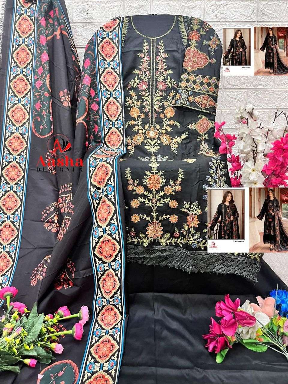 Aasha Designer 1151 Heavy Embroidered Rayon Pakistani Suit Catalog - Image 7