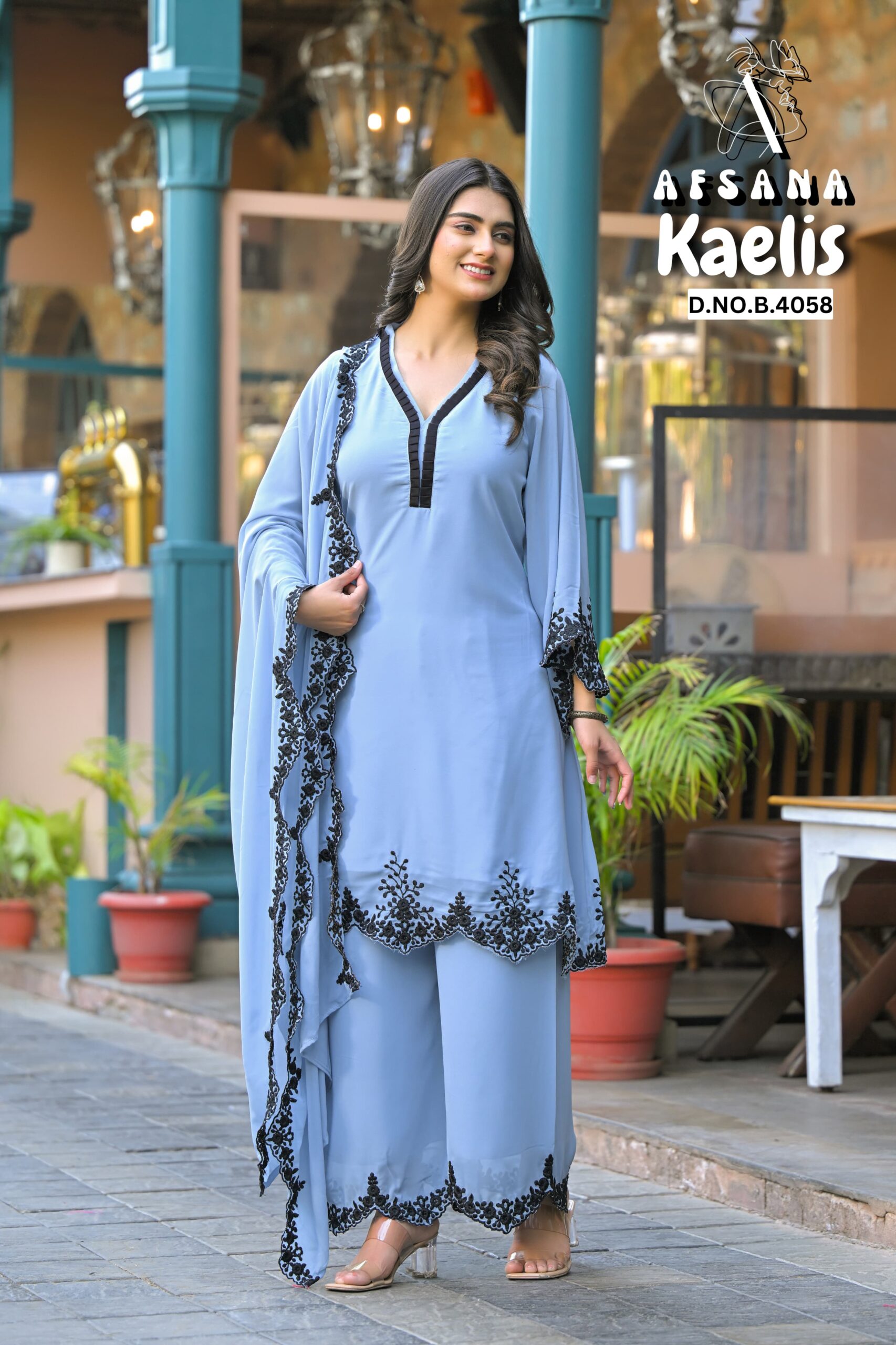 Afsana Kaelis Wholesale Readymade Georgette Salwar Suit Catalog — Wholesale Salwar Suits, Afsana wholesale from Surat — view 7