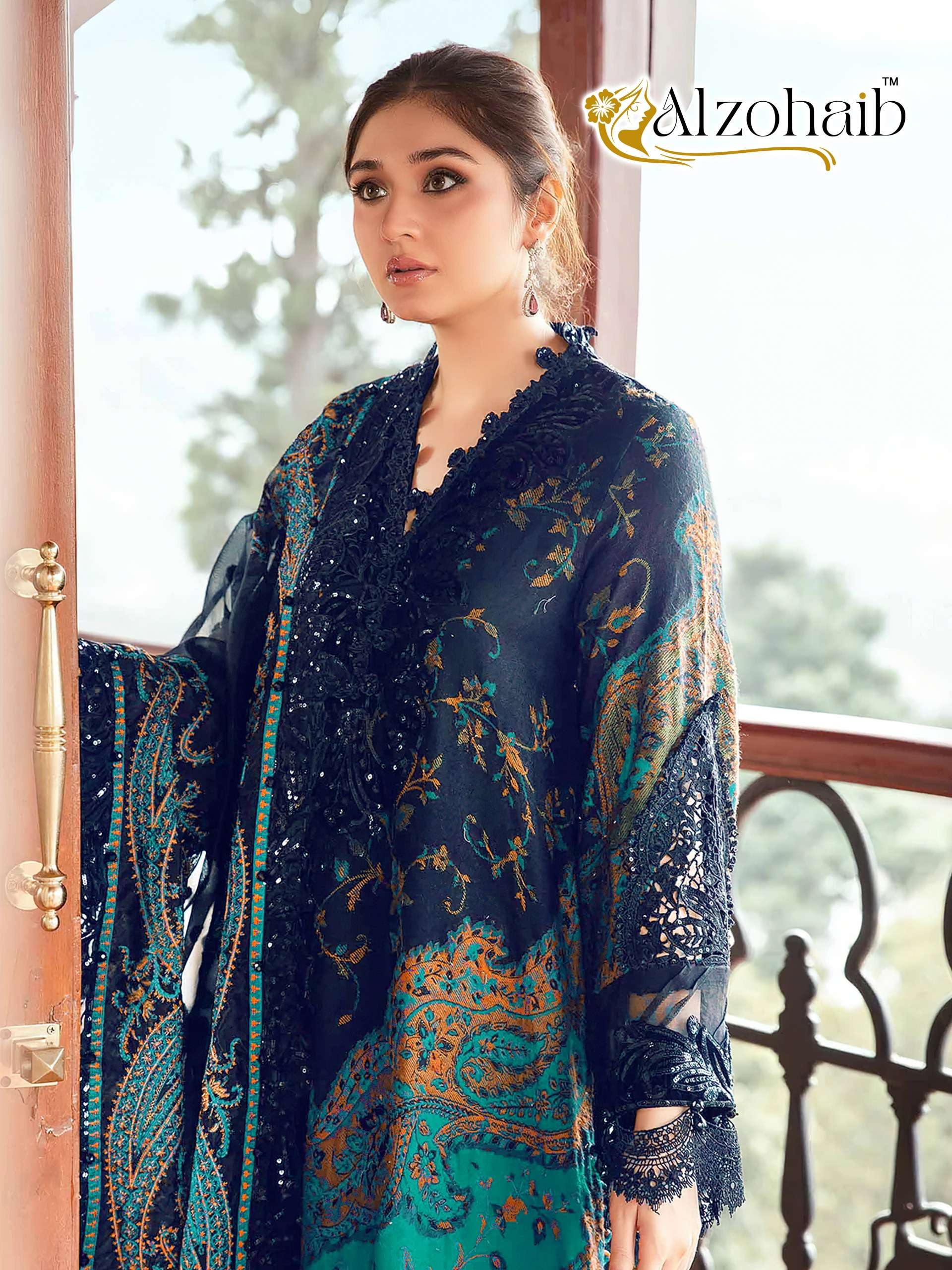 Al Zohaib Design No 1144 AB Wholesale Heavy Pure Cotton Pakistani Suit 