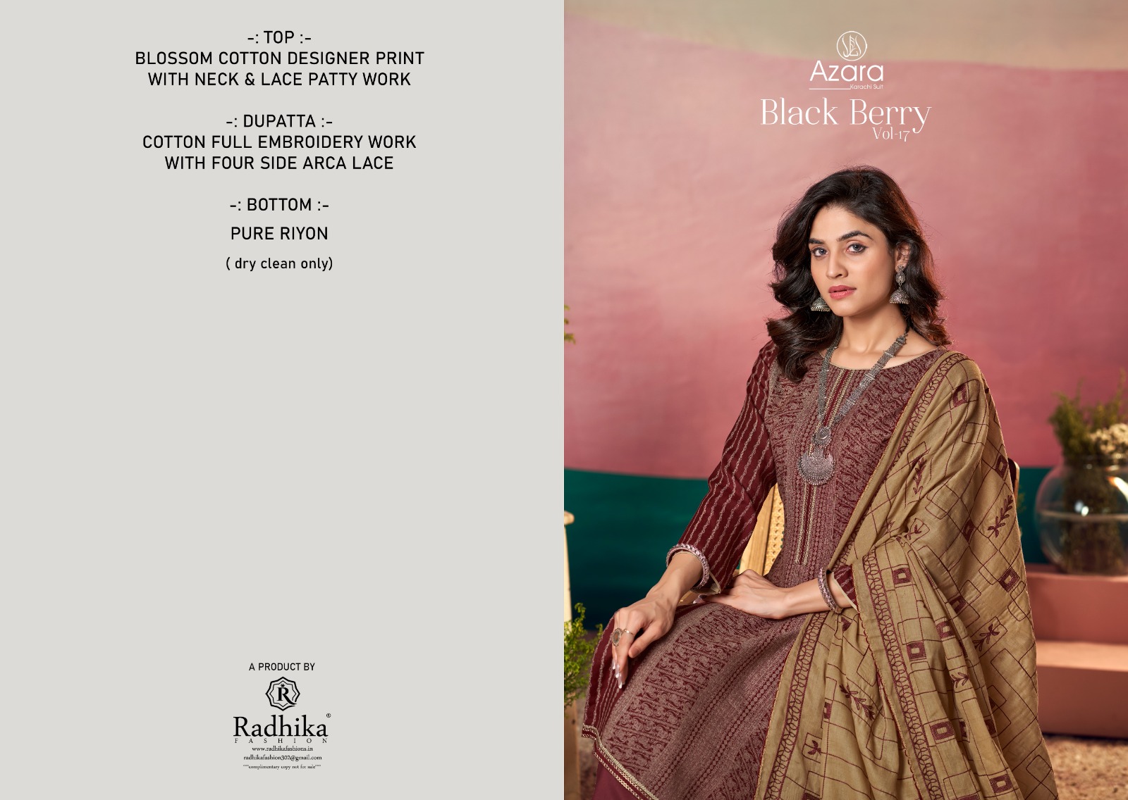 Azara Black Berry-17 Blossom Wholesale Cotton Salwar Kameez - Image 7