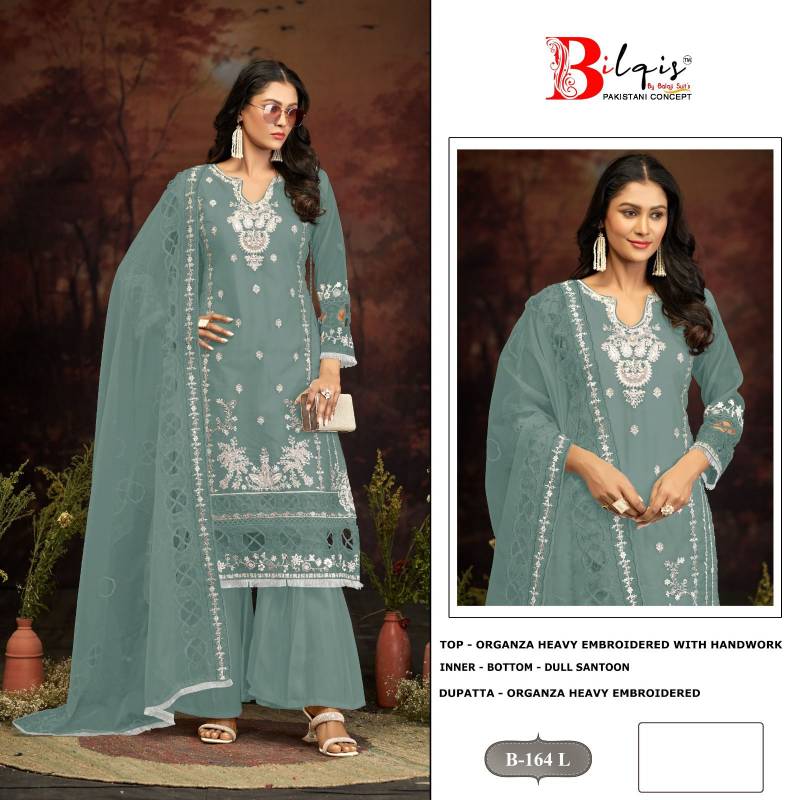 Bilqis B 164 K To N Wholesale Organza Pakistani Salwar Kameez - Image 4