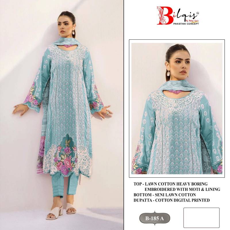 Bilqis B 185 Lawn Wholesale Cotton Pakistani Salwar Kameez Collection - Image 3
