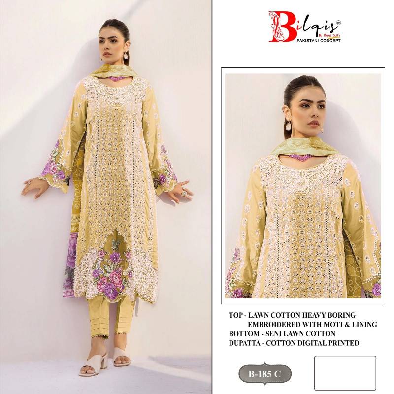 Bilqis B 185 Lawn Wholesale Cotton Pakistani Salwar Kameez Collection - Image 4