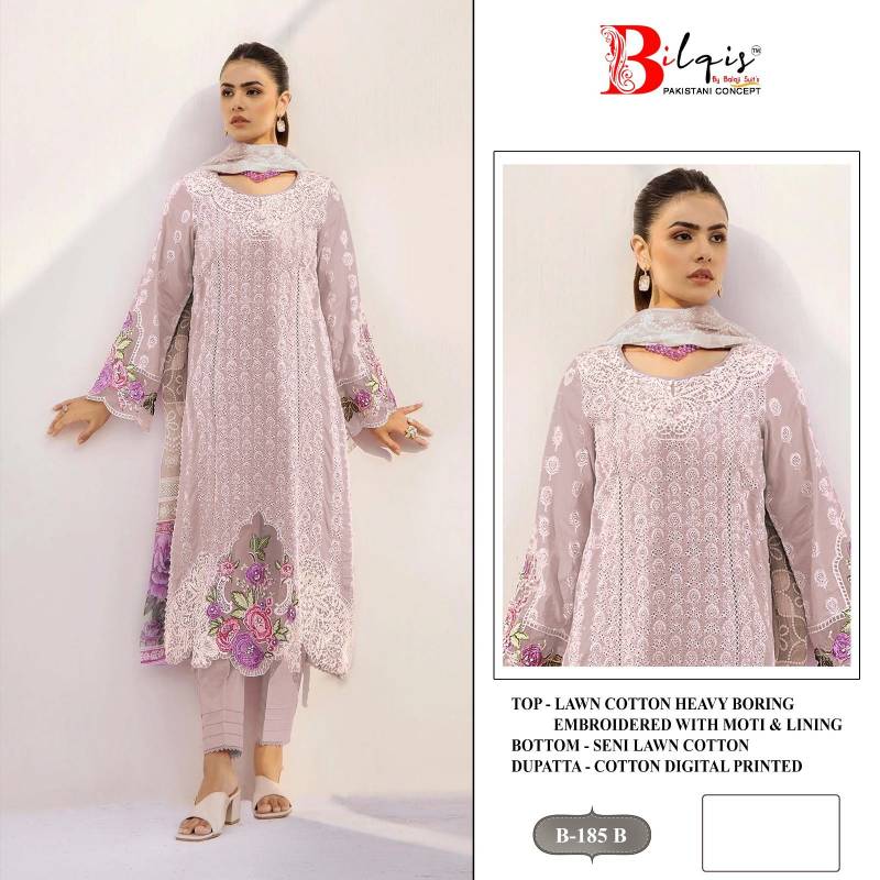 Bilqis B 185 Lawn Wholesale Cotton Pakistani Salwar Kameez Collection - Image 2