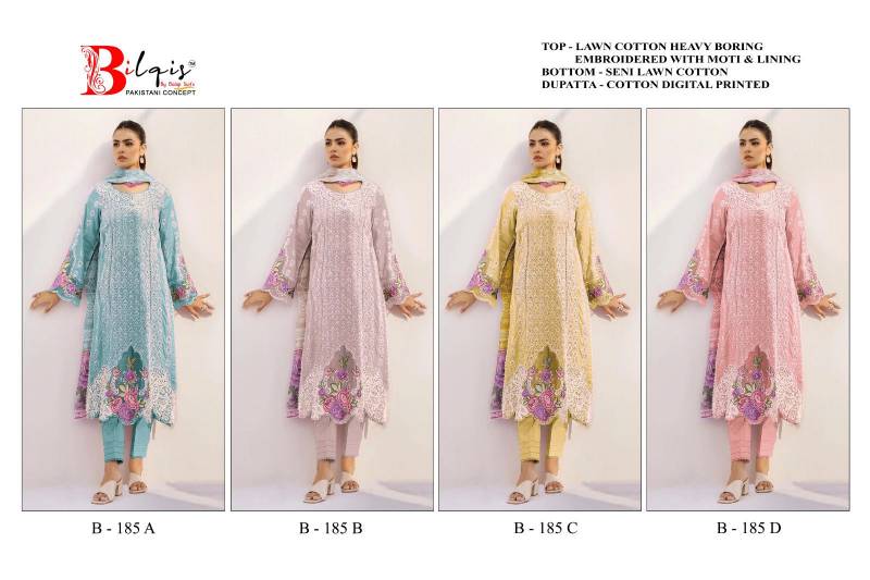 Bilqis B 185 Lawn Wholesale Cotton Pakistani Salwar Kameez Collection - Image 5