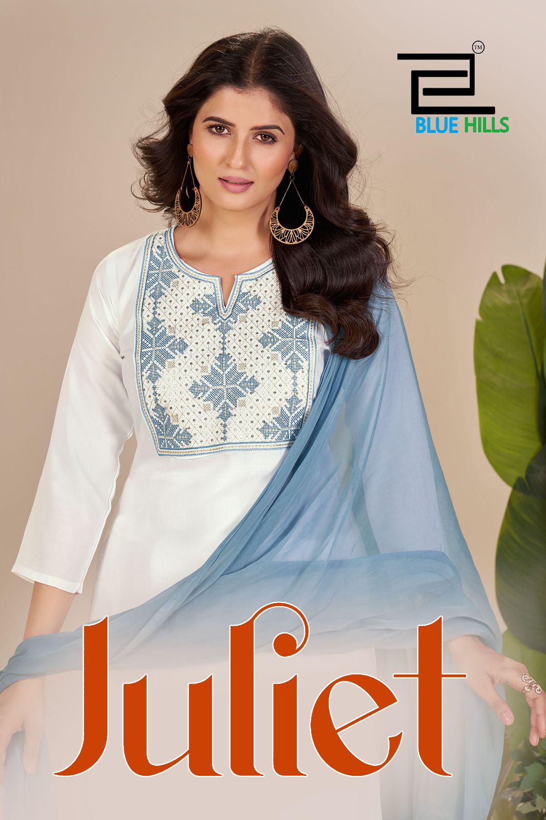 Blue Hills Juliet Embroidered Rayon Kurti with Pant & Dupatta Collection