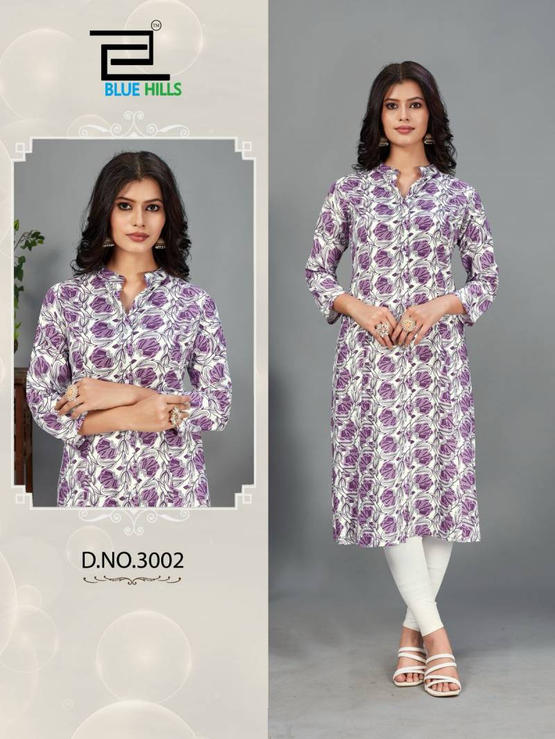 Blue Hills Maher Vol 3 Rayon Printed Kurti Collection