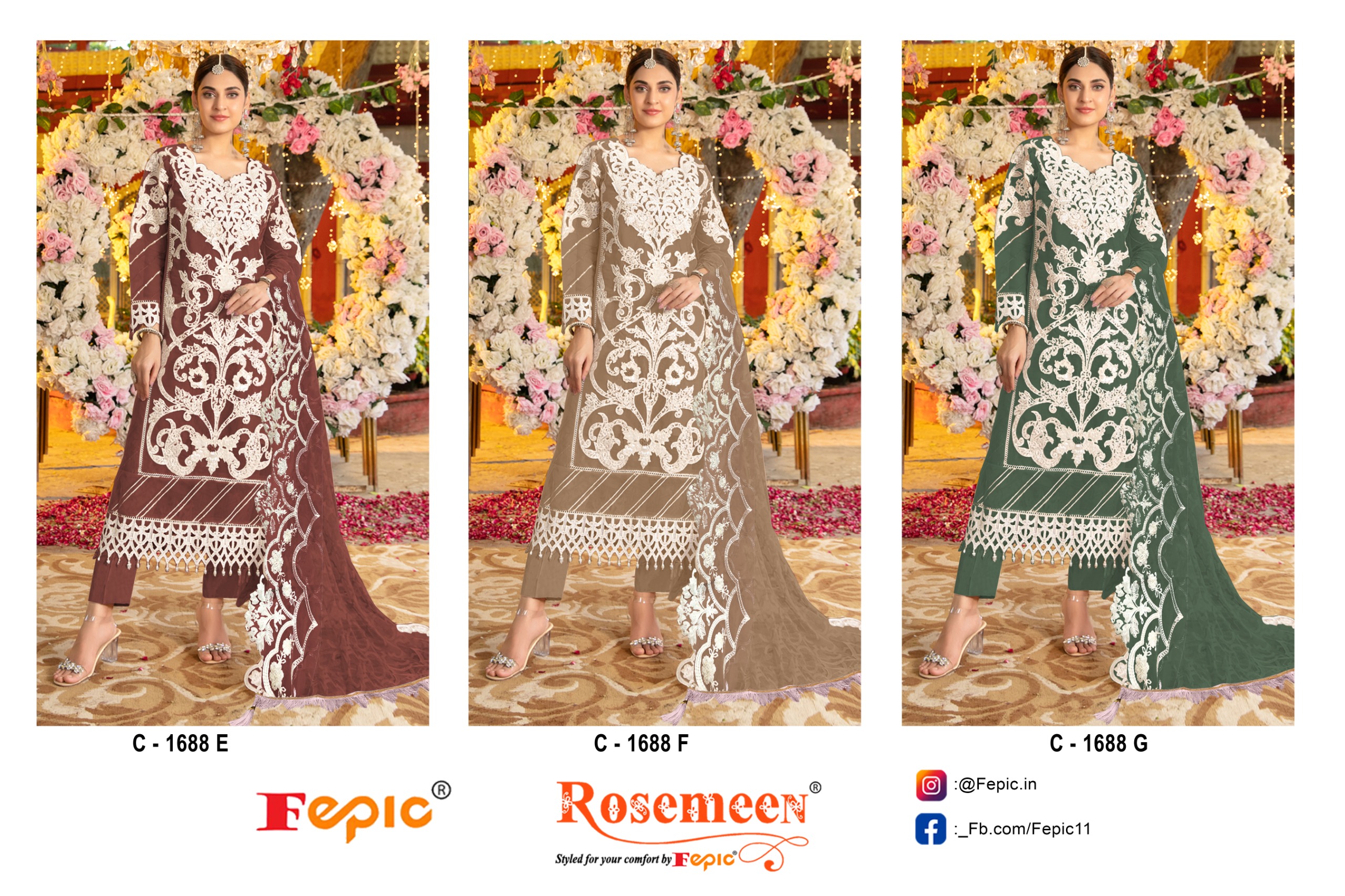 Fepic Rosemeen C1688 Wholesale Organza Pakistani Suit Catalog - Image 2