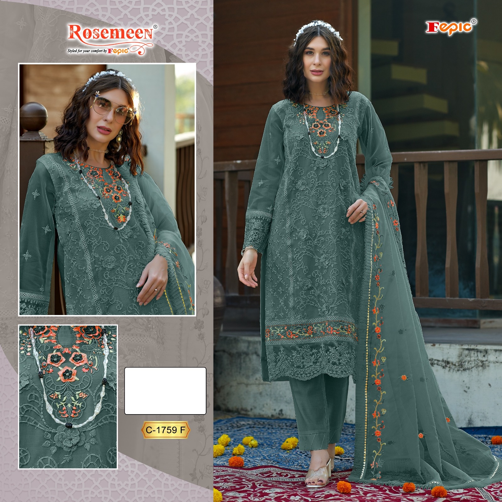 Fepic Rosemeen D.No 1759 Wholesale Designer Pakistani Suit - Image 3