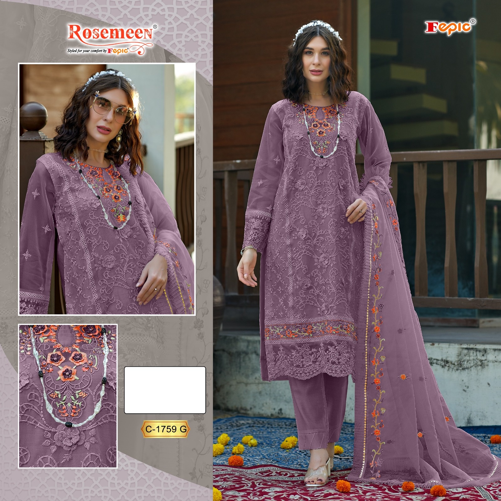 Fepic Rosemeen D.No 1759 Wholesale Designer Pakistani Suit - Image 2