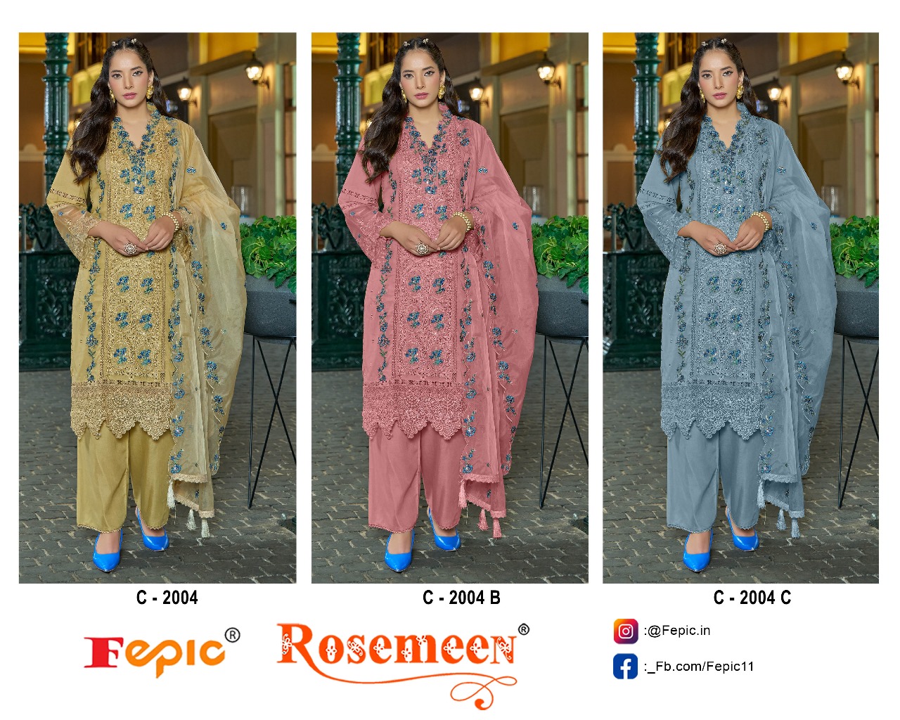 Fepic Rosemeen D.No 2004 Embroidered Salwar Suit Collection - Image 4