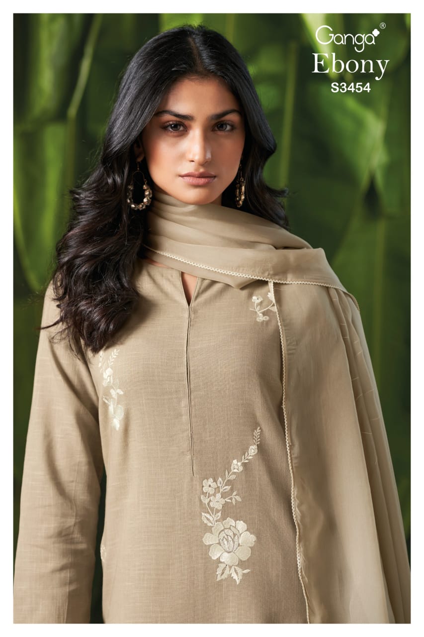 Ganga Ebony 3454 Premium Cotton Linen Salwar Suit Collection