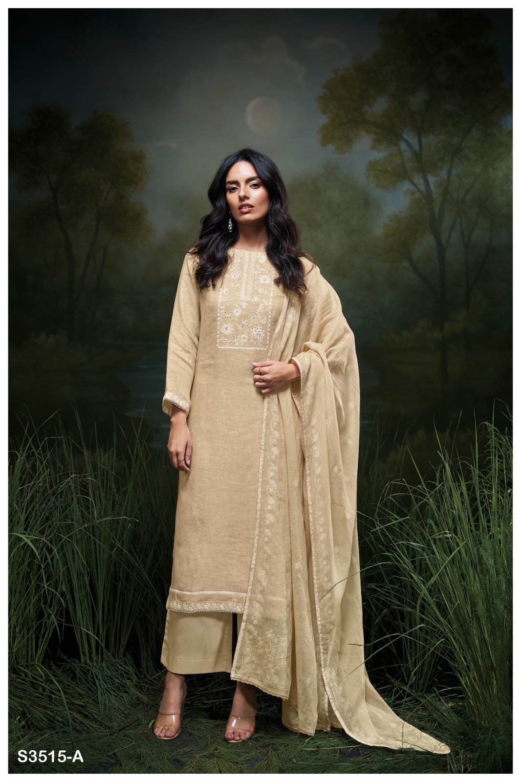 Ganga Hajira 3515 Wholesale Premium Linen Salwar Kameez - Image 2