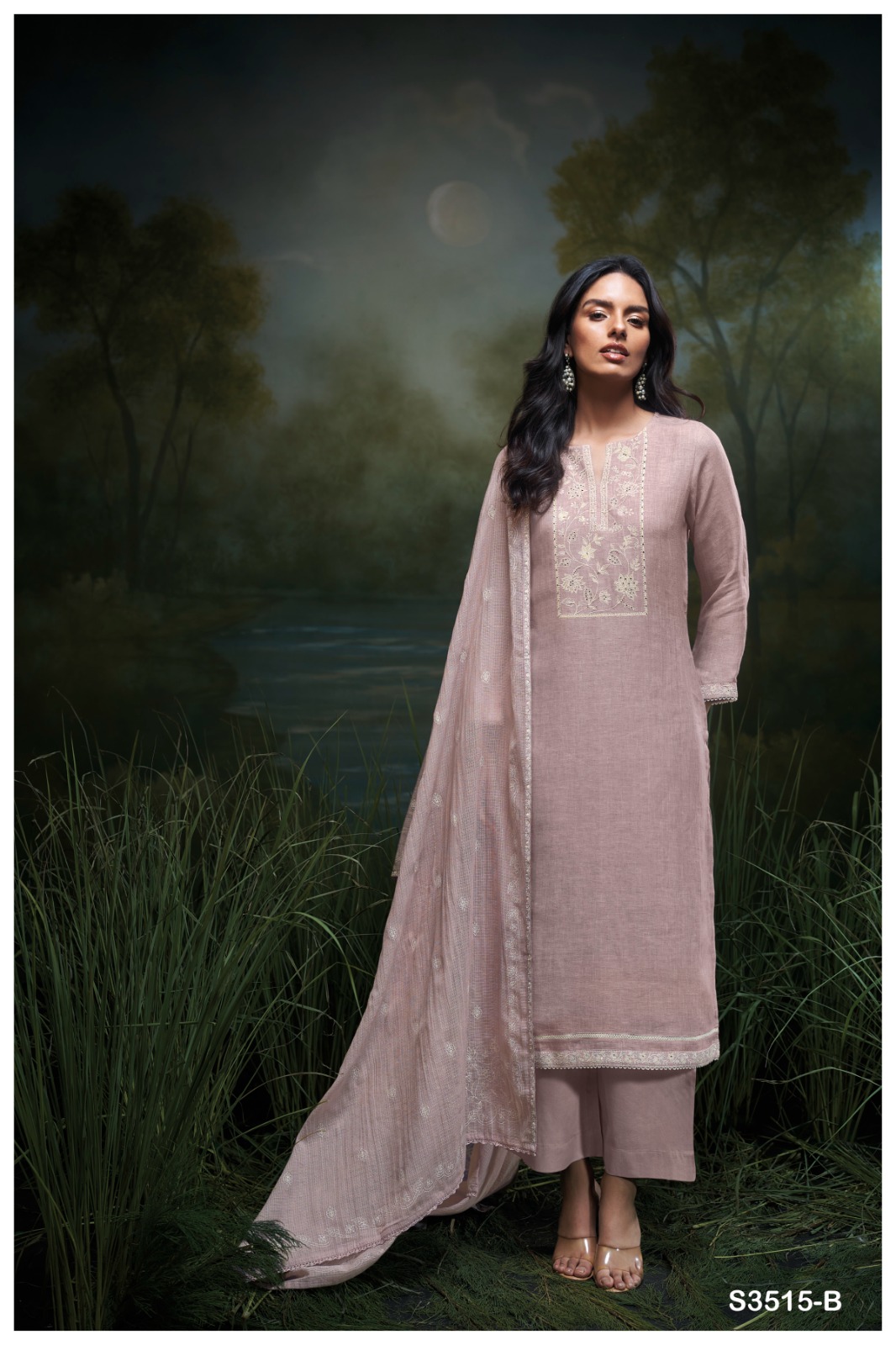 Ganga Hajira 3515 Wholesale Premium Linen Salwar Kameez - Image 3