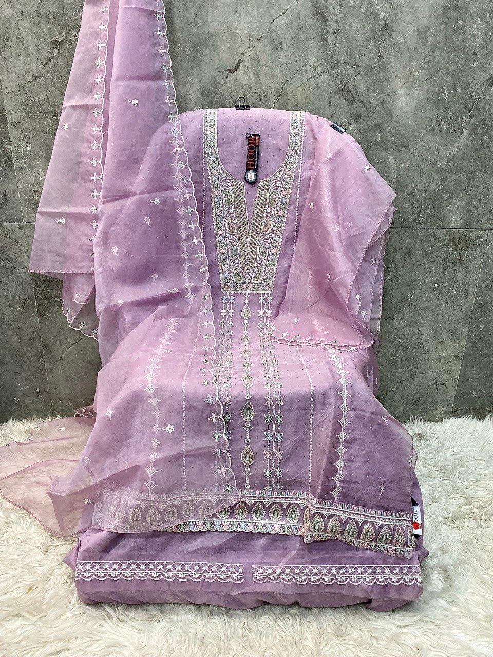 Hoor Tex OR-79 A to D Heavy Wholesale Organza Pakistani Suit