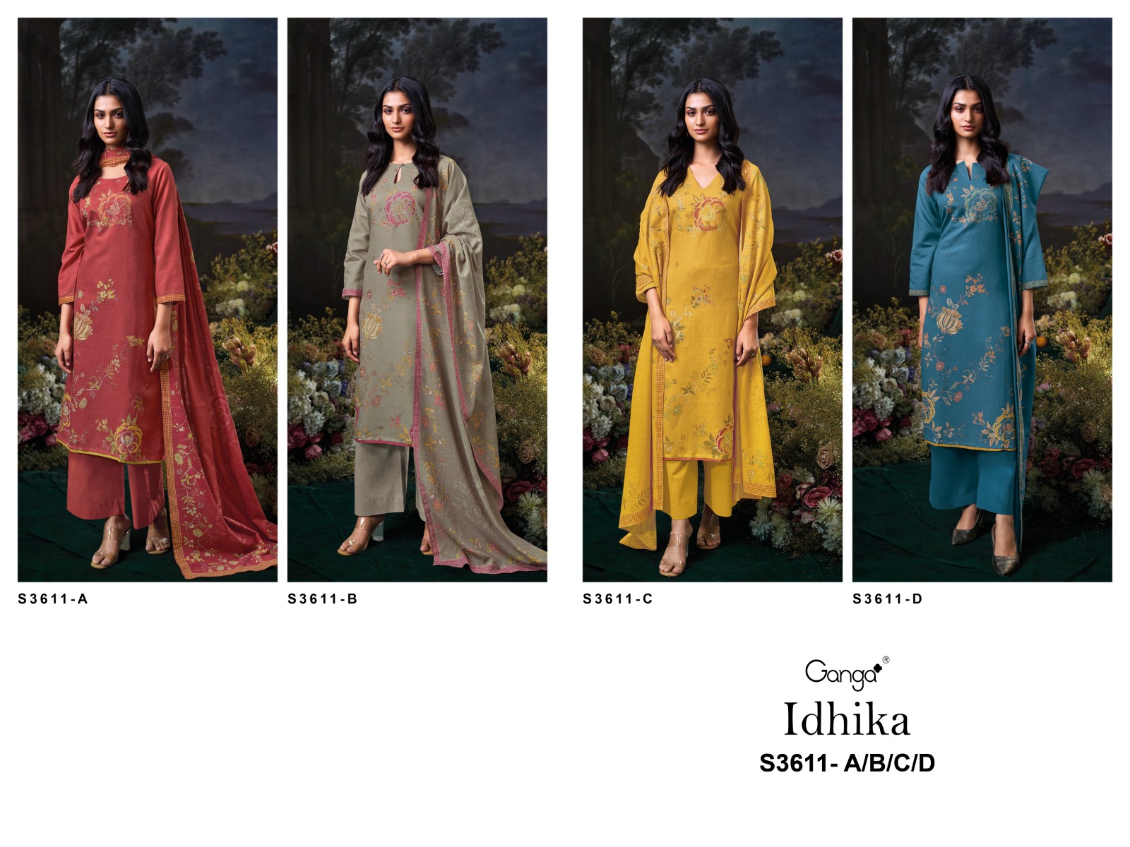 Ganga Idhika 3611 Cotton Printed Embroidered Salwar Suit Catalog - Image 3
