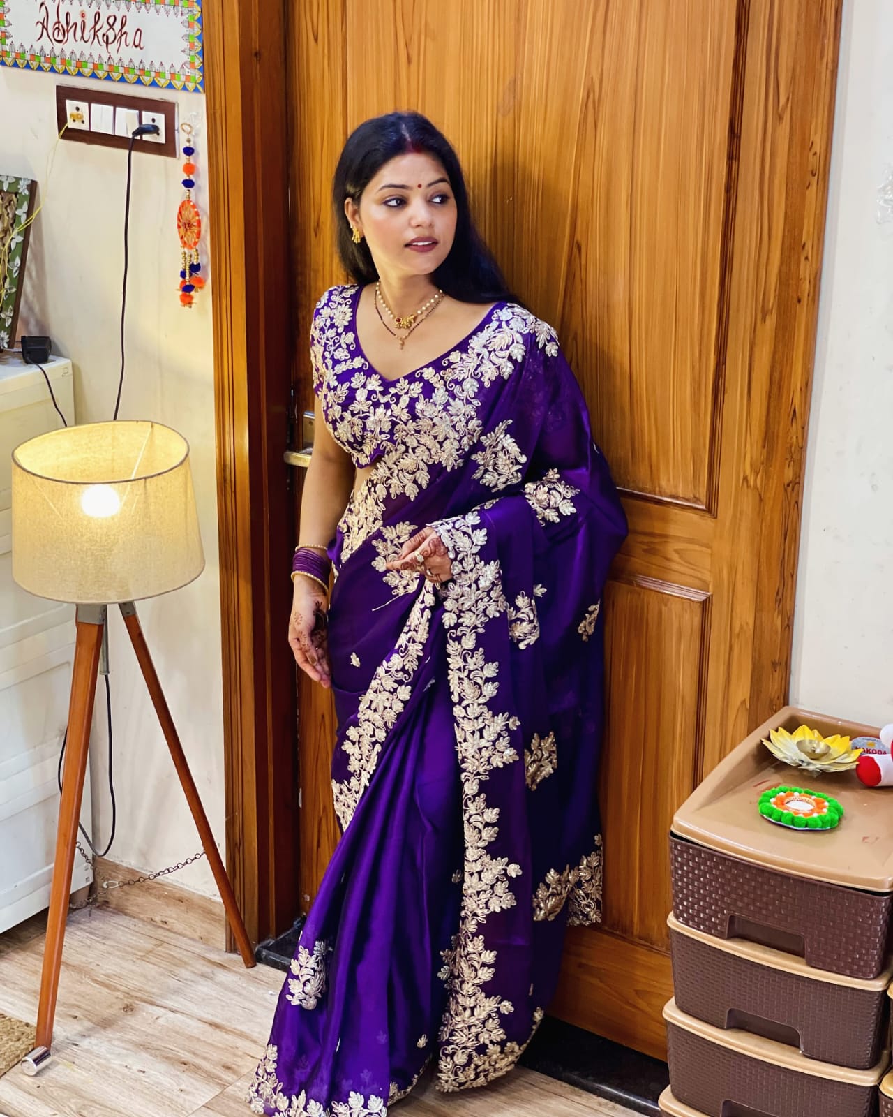 JR Blue Well Sarees JR 628 Wholesale Pure Silk Embroidered Saree - Image 5