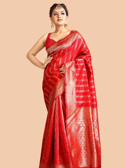 KP-R 031 Soft Lichi Silk Wholesale Fancy Saree Collection