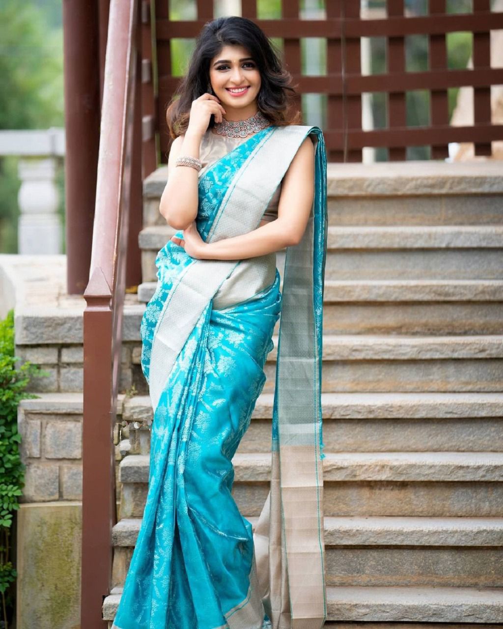 KP-R093 Soft Lichi Silk Jacquard Fancy Saree Catalog