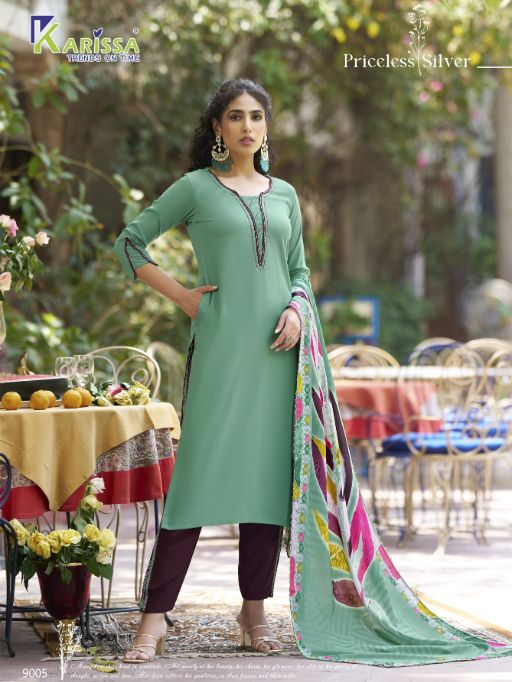Karissa Vidisha Vol-9 Wholesale Rayon Kurti With Bottom Dupatta Catalog - Image 6